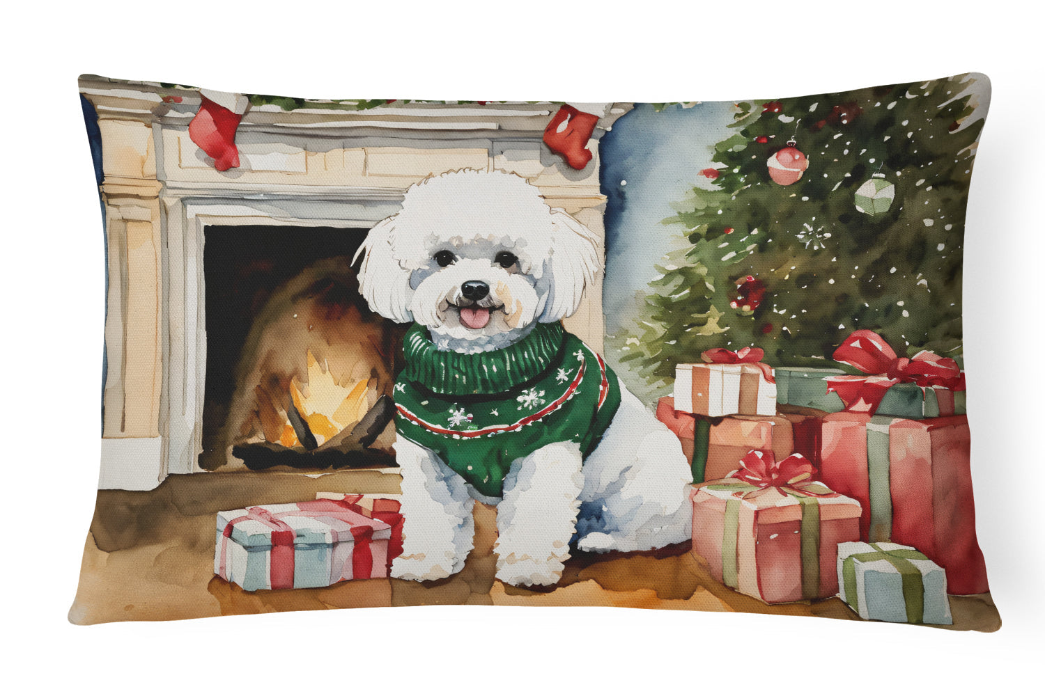 Bichon Frise Christmas Throw Pillow