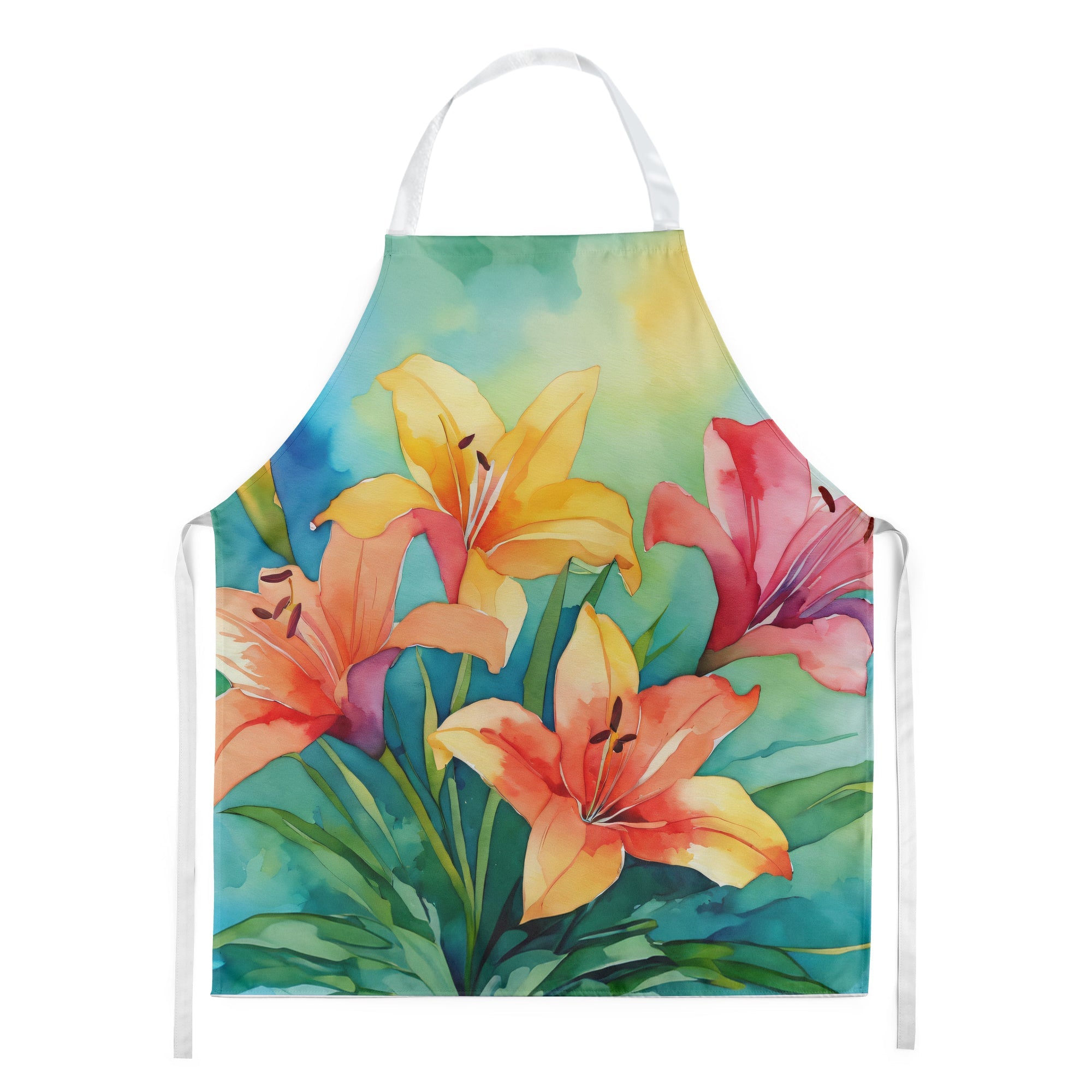 Lilies in Watercolor Apron