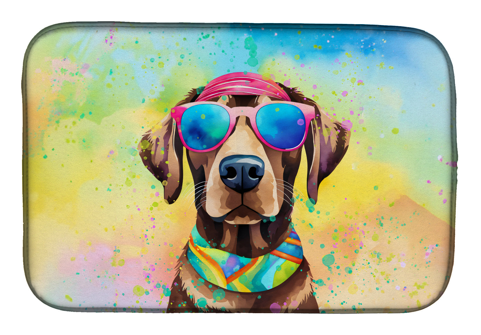 Chocolate Labrador Hippie Dawg Dish Drying Mat