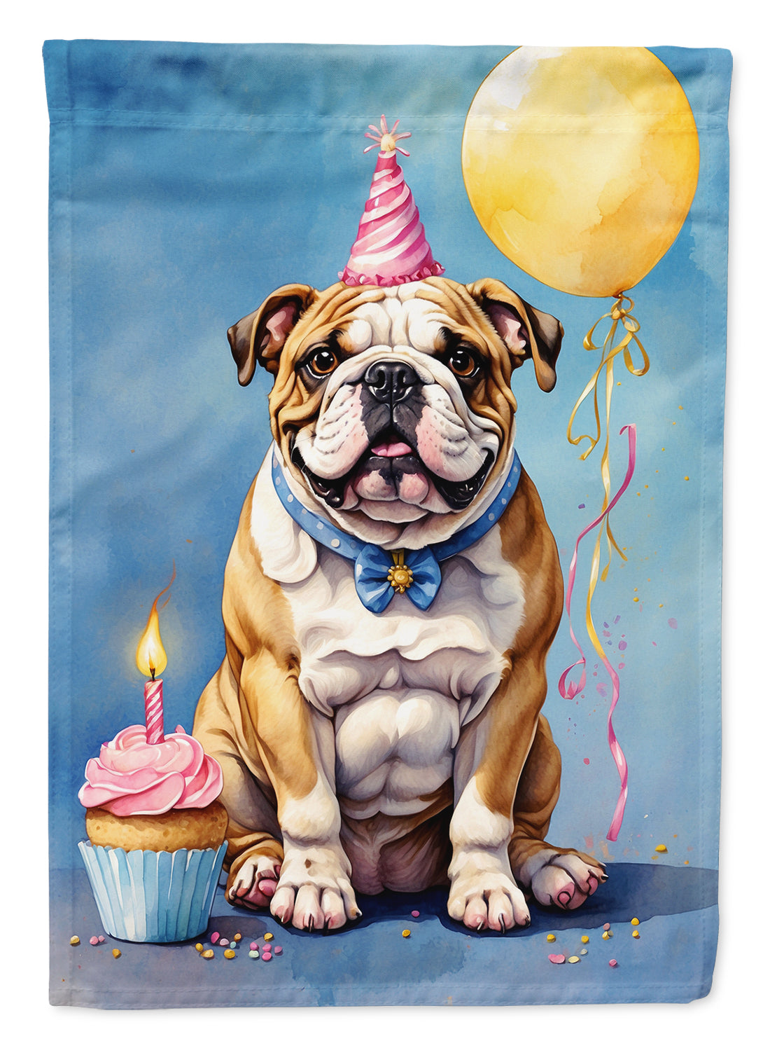 English Bulldog Happy Birthday Garden Flag