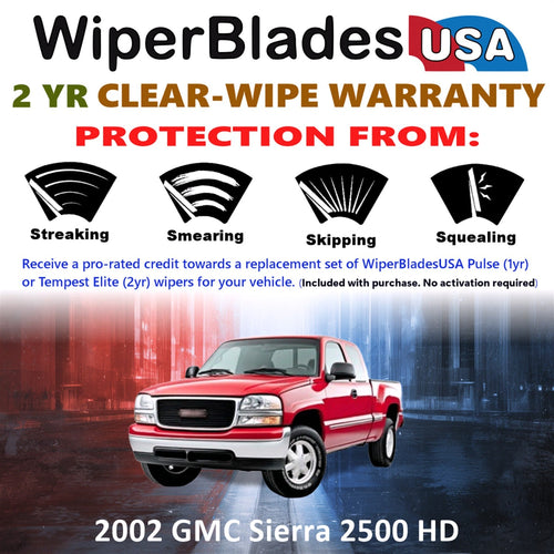 2002 GMC Sierra 2500 HD Wiper Blades w/2yr Wear Warranty (Set of 2) Beam Wipers